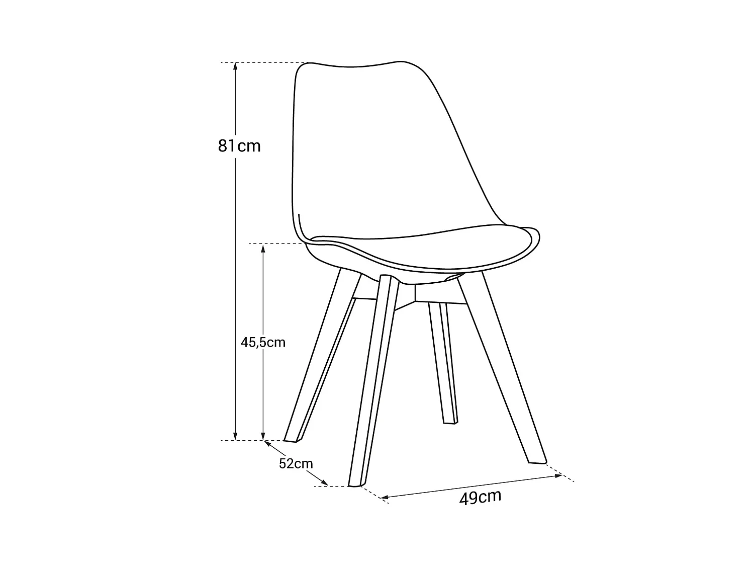 Set van 4 grijze NORA Scandinavische stoelen met kussen