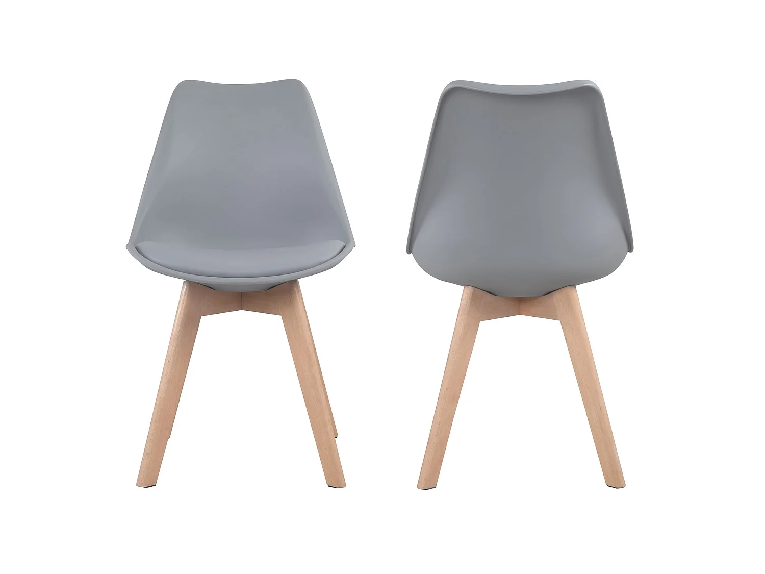 Lot de 4 chaises scandinaves NORA grises avec coussin - HAPPY GARDEN