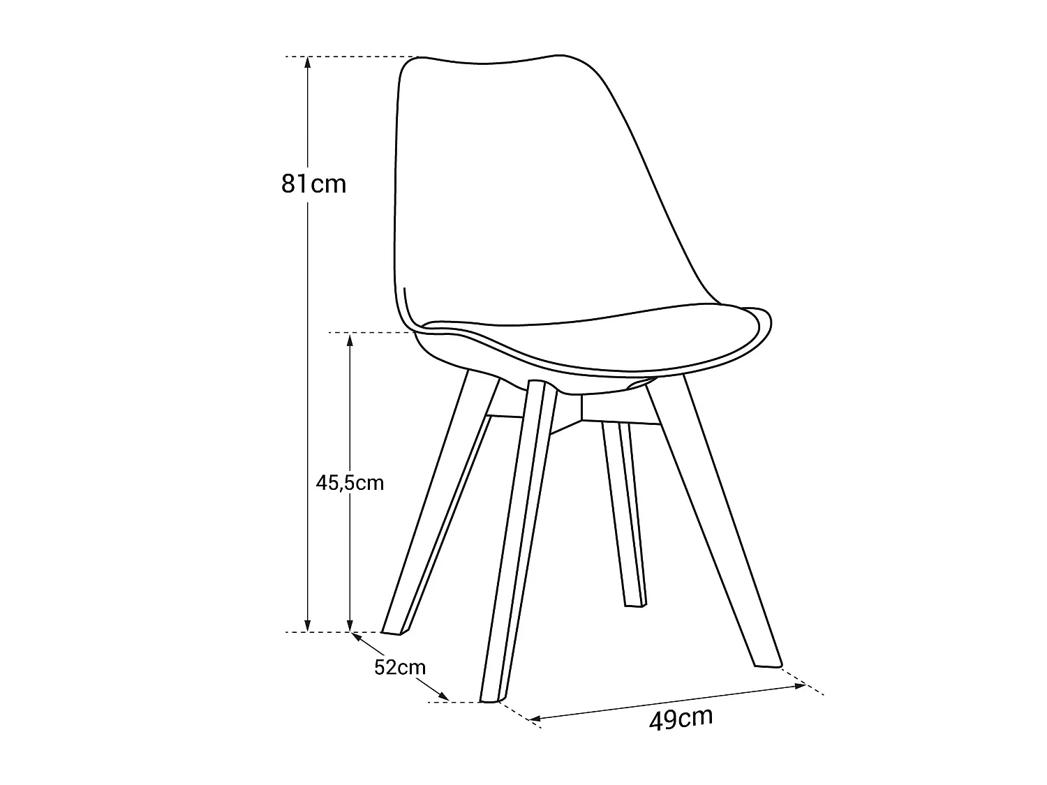 Lot de 4 chaises scandinaves NORA grises avec coussin - HAPPY GARDEN