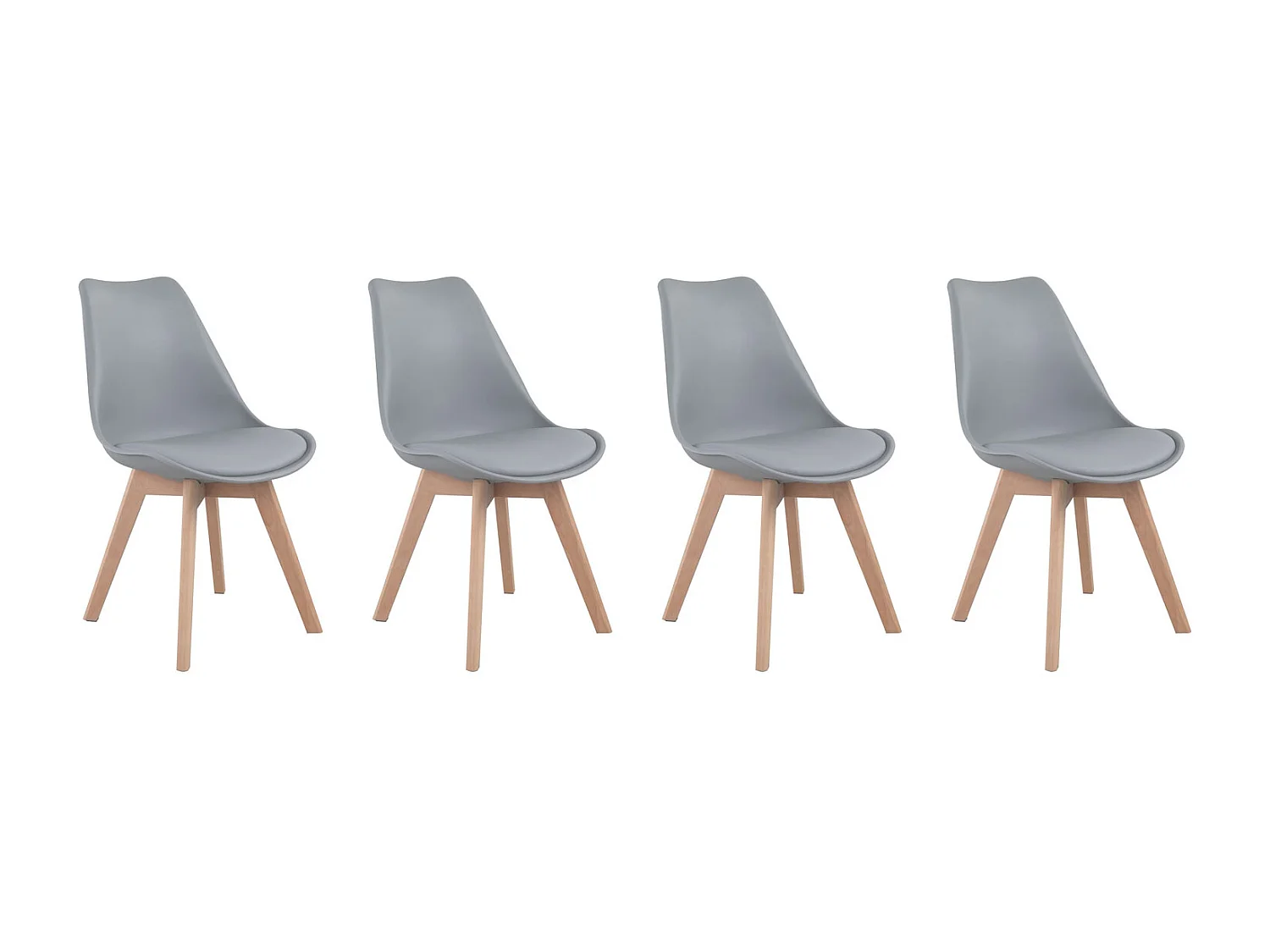 Set van 4 grijze NORA Scandinavische stoelen met kussen