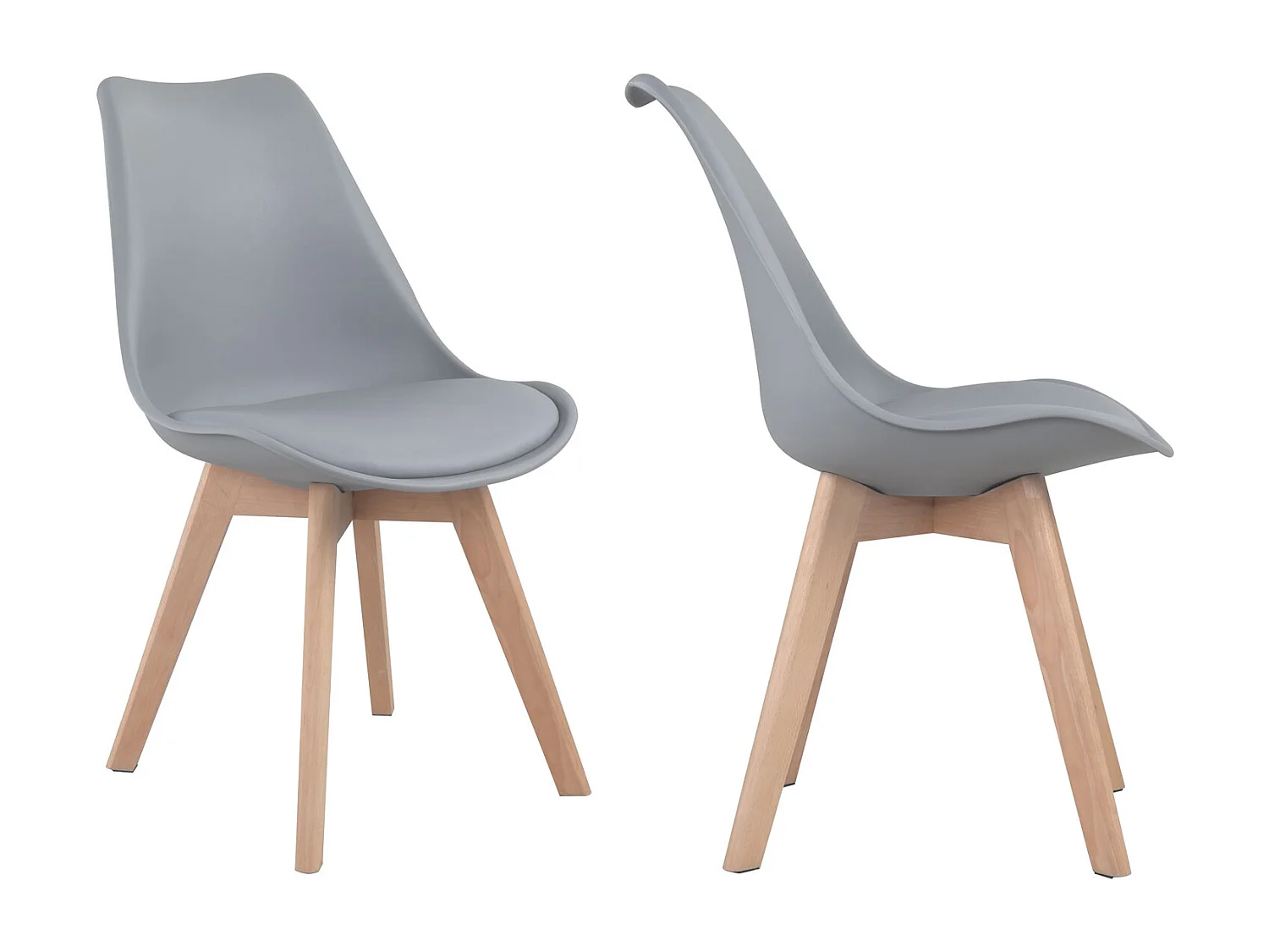 Set van 4 grijze NORA Scandinavische stoelen met kussen