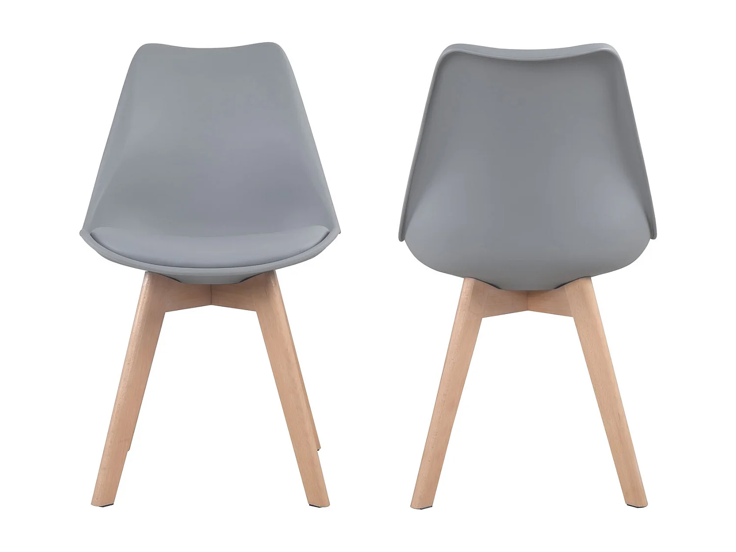 Lot de 4 chaises scandinaves NORA grises avec coussin - HAPPY GARDEN