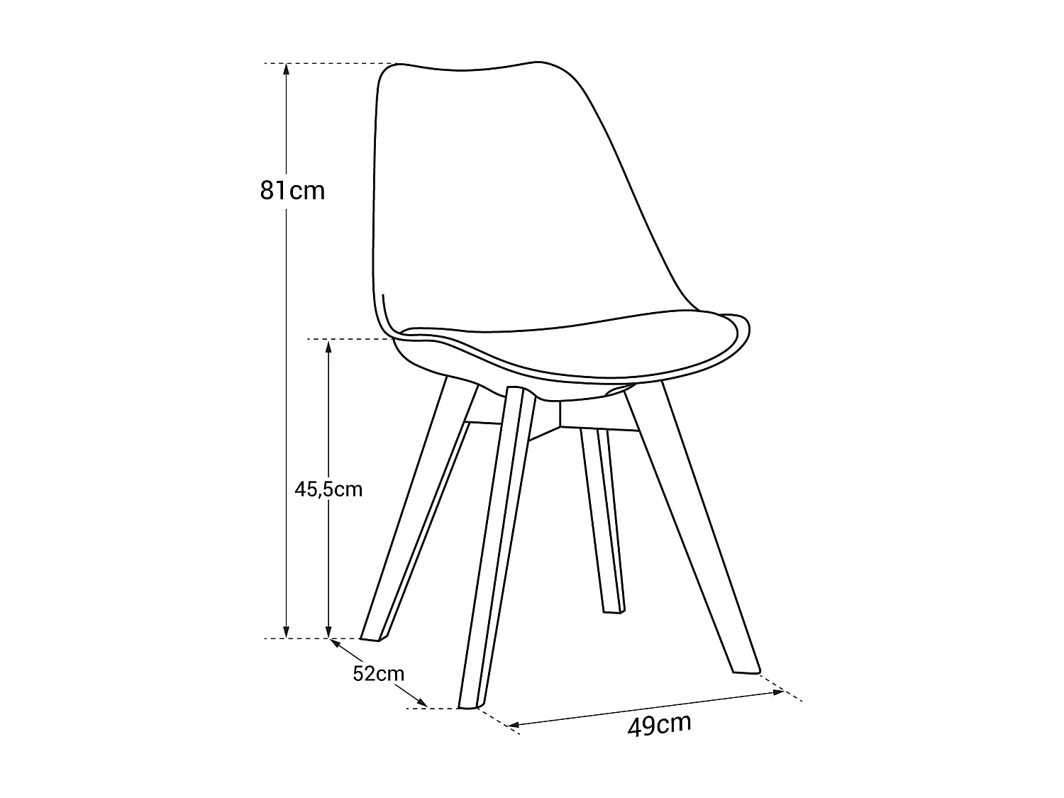 Lot de 4 chaises scandinaves NORA grises avec coussin - HAPPY GARDEN