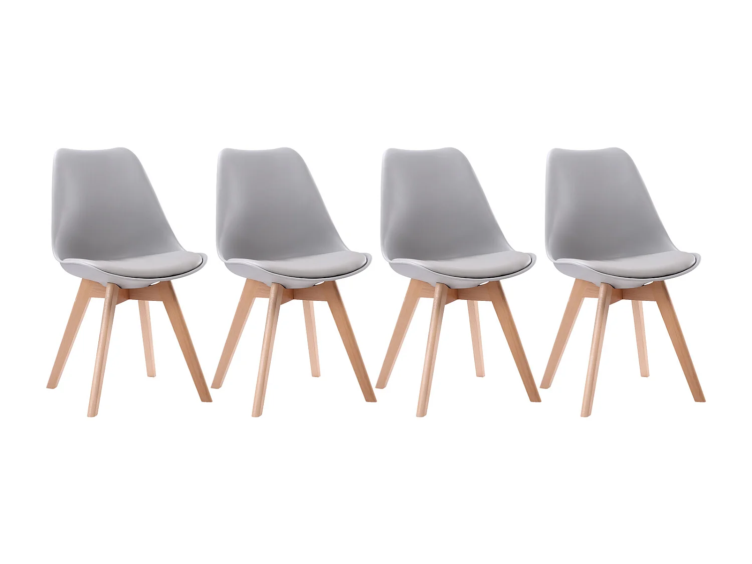 Lot de 4 chaises scandinaves NORA grises avec coussin - HAPPY GARDEN
