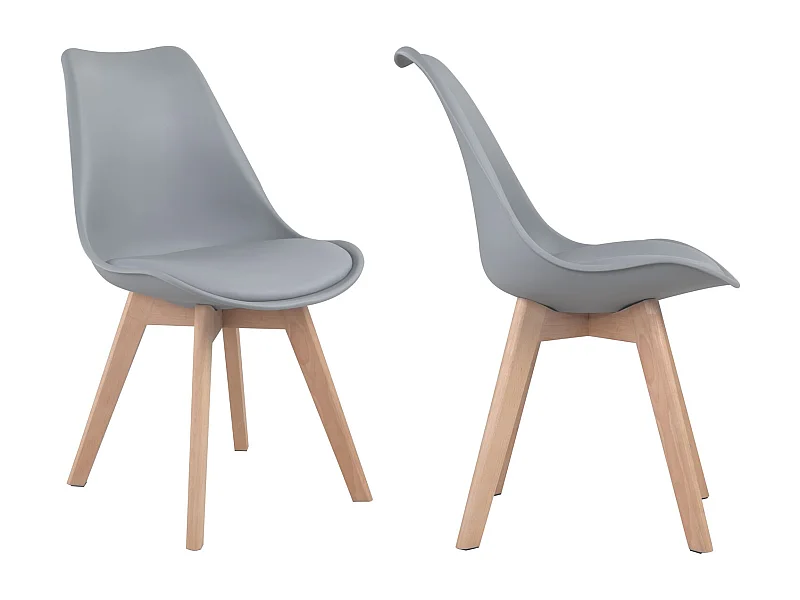 Lot de 4 chaises scandinaves NORA grises avec coussin - HAPPY GARDEN