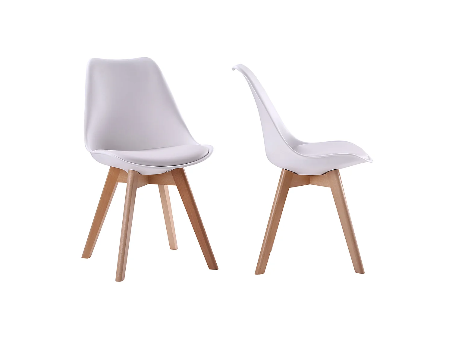 4er Set skandinavischen Stühlen NORA weiß mit Kissen