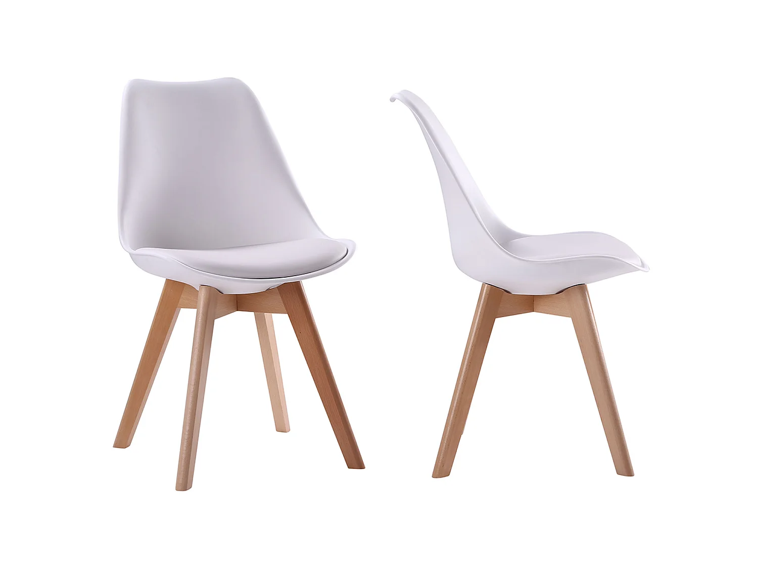 Lot de 4 chaises scandinaves NORA blanches avec coussin