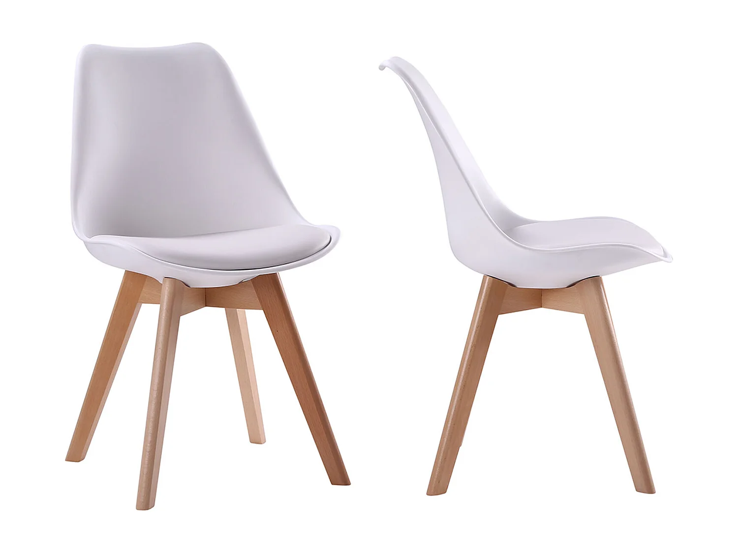 Set van 4 witte NORA Scandinavische stoelen met kussen