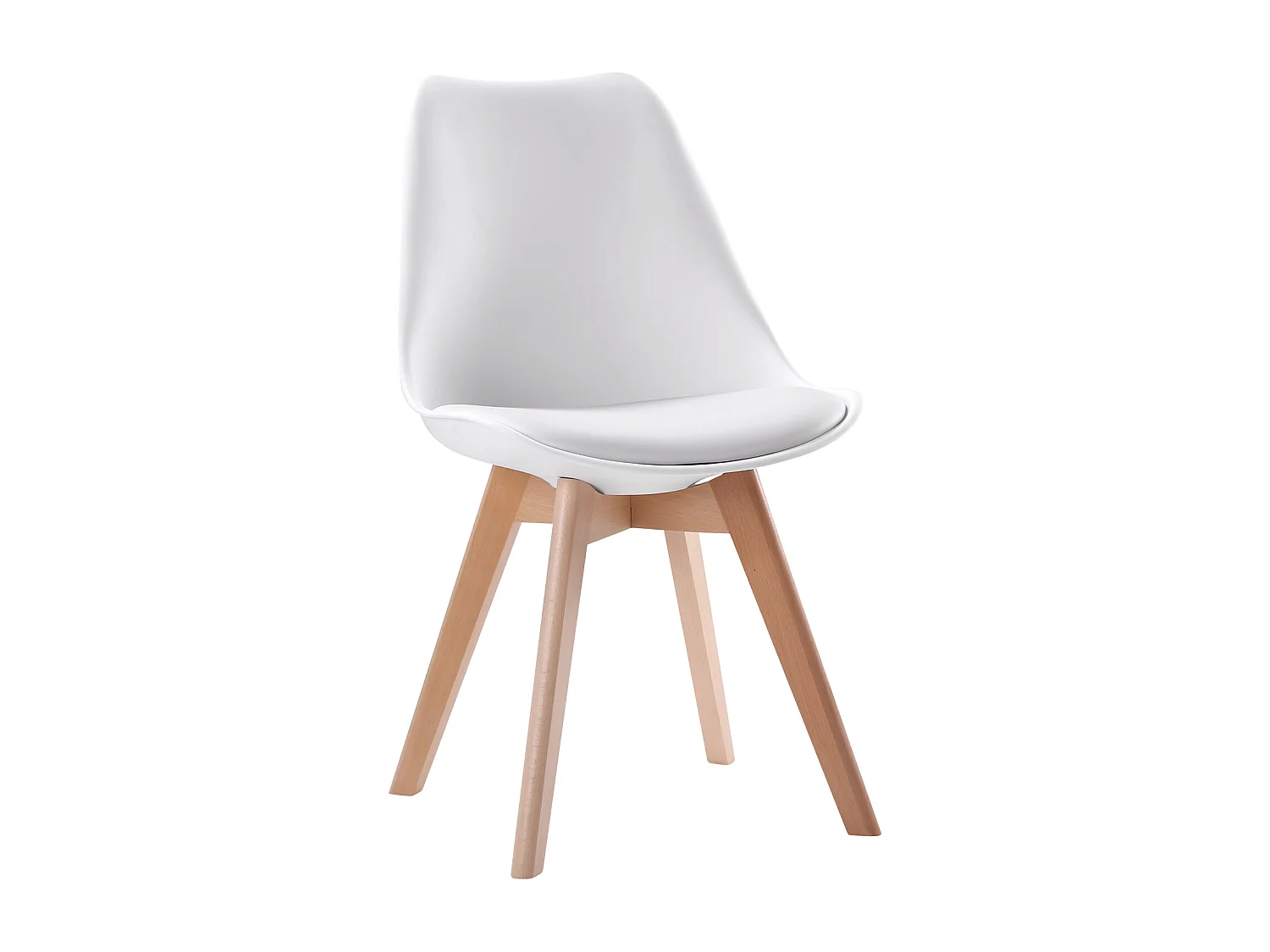 Conjunto de 4 cadeiras escandinavas brancas NORA com almofada