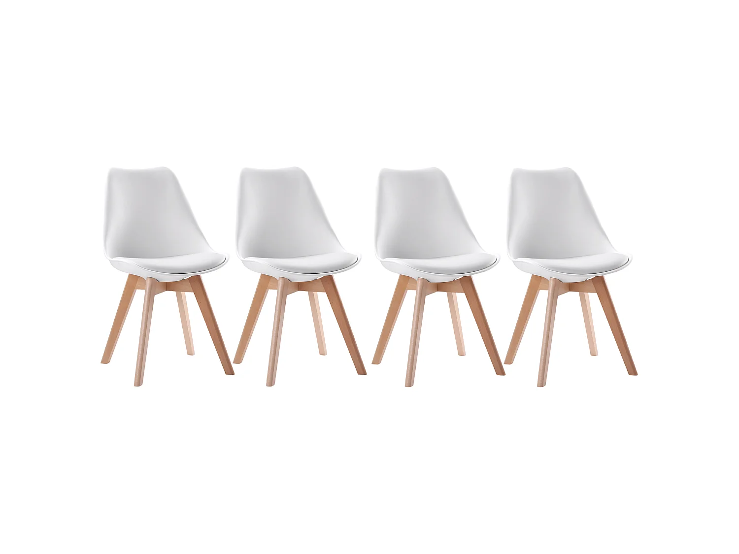 Set van 4 witte NORA Scandinavische stoelen met kussen