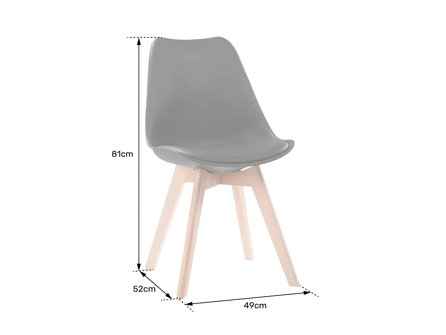 Set van 4 witte NORA Scandinavische stoelen met kussen