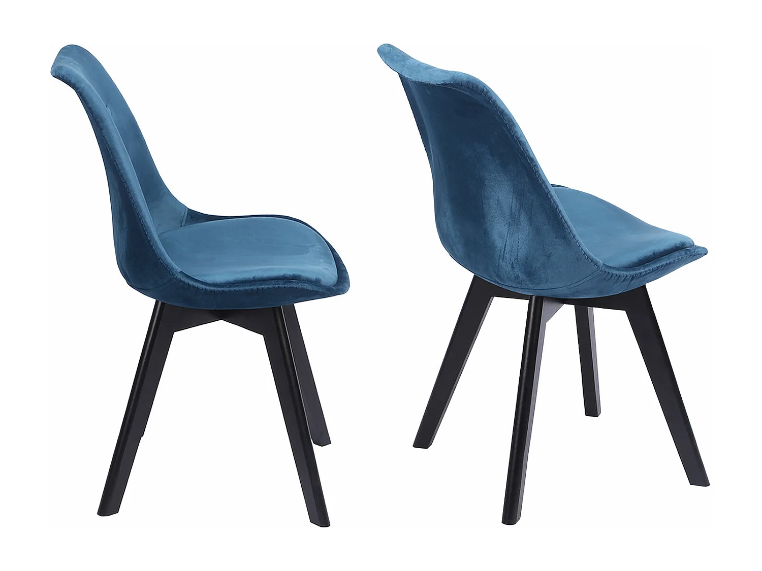 Lot de 2 chaises en velours NORA bleues avec coussin - HAPPY GARDEN