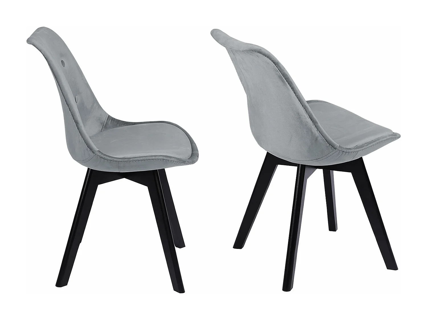 Lot de 4 chaises en velours NORA grises avec coussin - HAPPY GARDEN