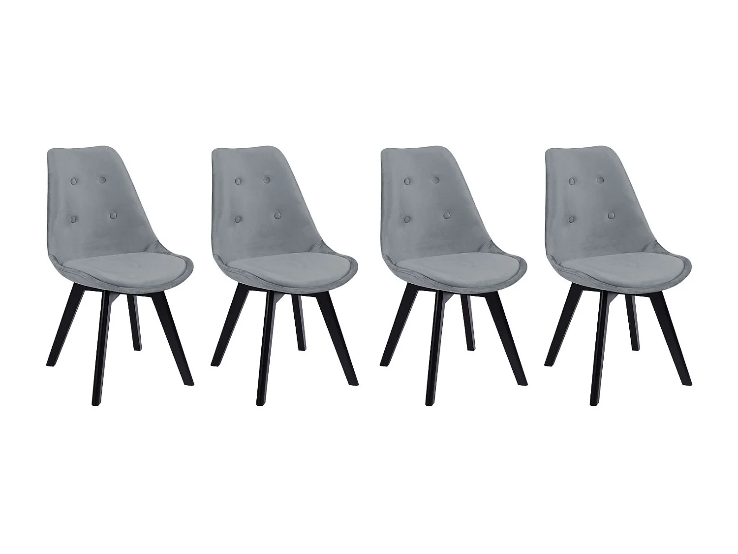 Lot de 4 chaises en velours NORA grises avec coussin - HAPPY GARDEN
