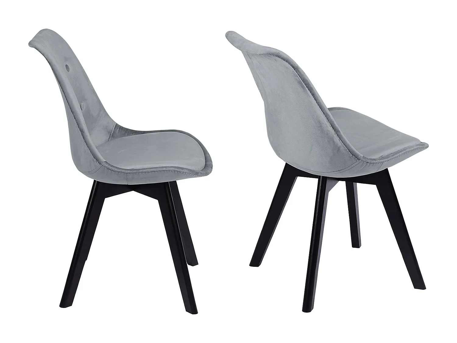 Lot de 4 chaises en velours NORA grises avec coussin - HAPPY GARDEN