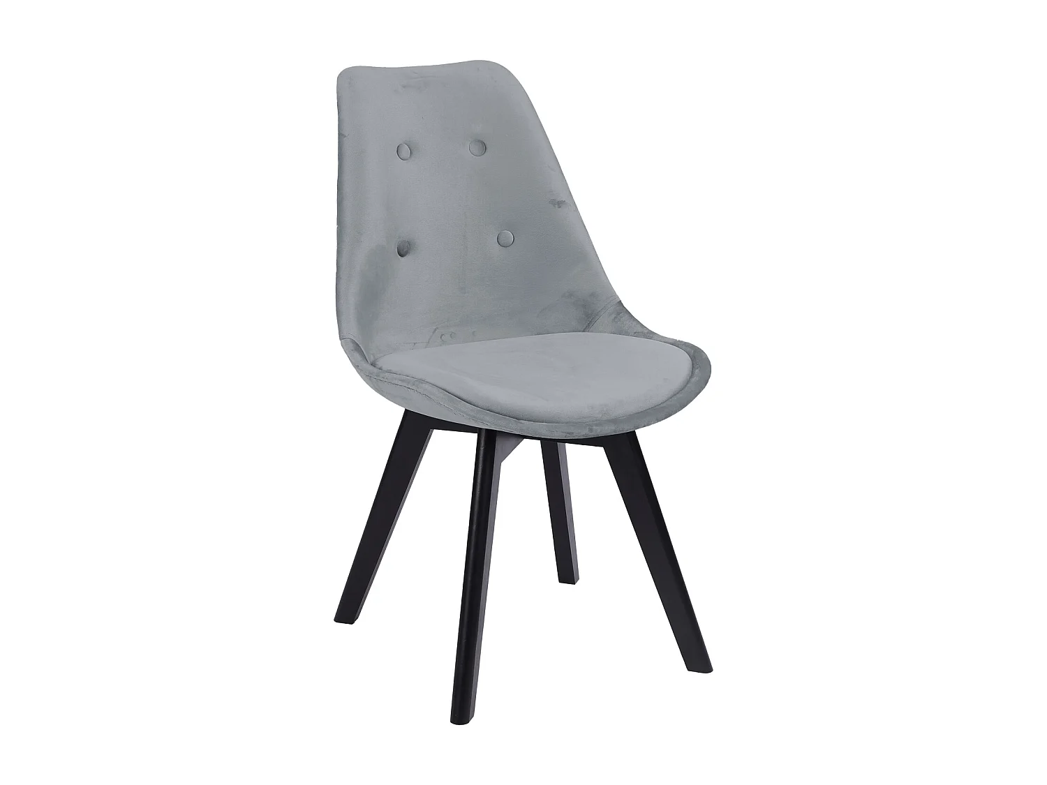 Lot de 4 chaises en velours NORA grises avec coussin - HAPPY GARDEN