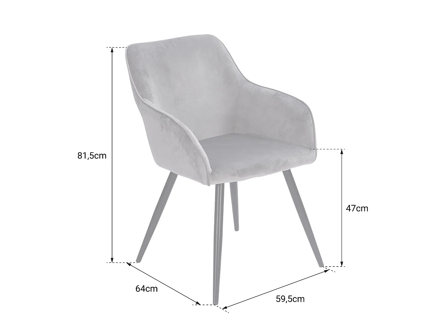 Silla vintage de terciopelo gris GISELE