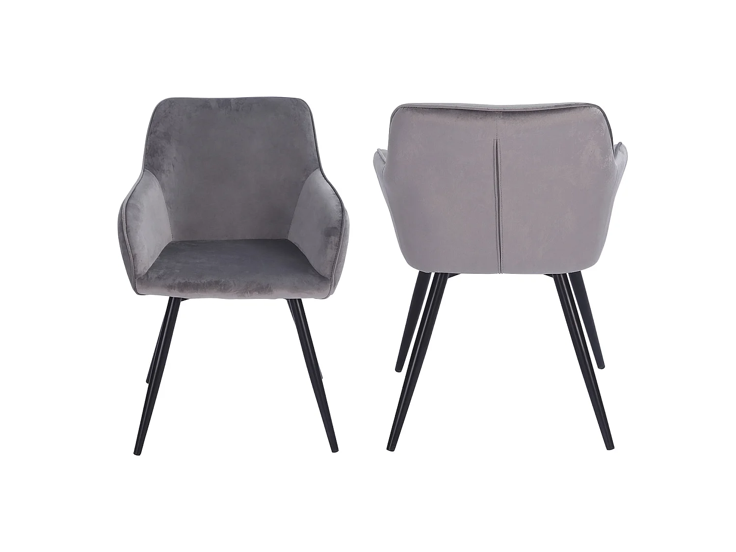 Chaise vintage GISELE velours gris - HAPPY GARDEN