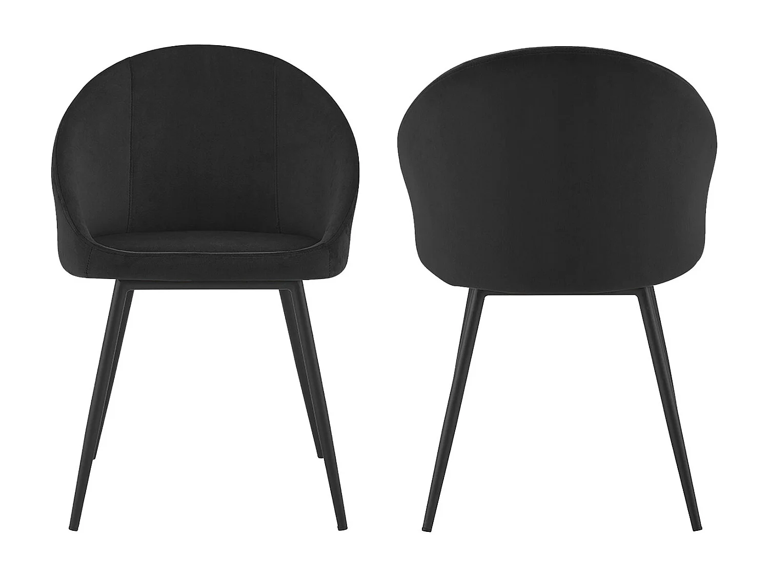 Lot de 2 chaises vintage DIANE velours noir - HAPPY GARDEN