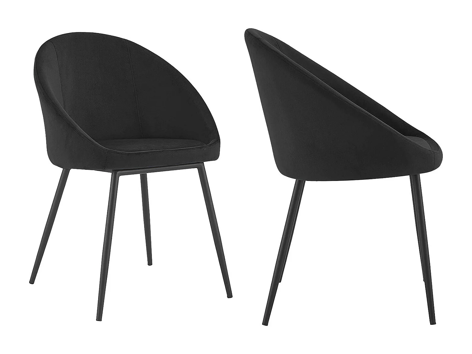 Lot de 2 chaises vintage DIANE velours noir - HAPPY GARDEN