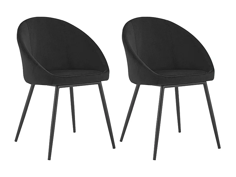 Lot de 2 chaises vintage DIANE velours noir - HAPPY GARDEN