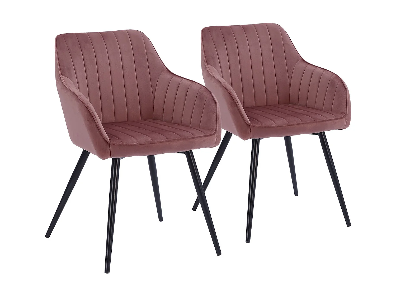 Lot de 2 chaises en velours BERTILLE roses - HAPPY GARDEN