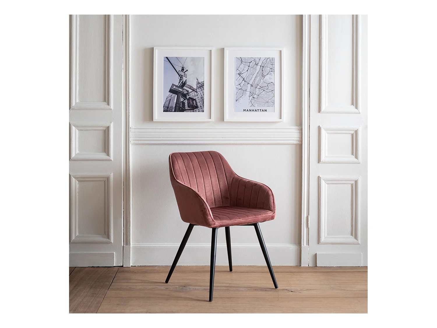 Chaise en velours BERTILLE rose - HAPPY GARDEN