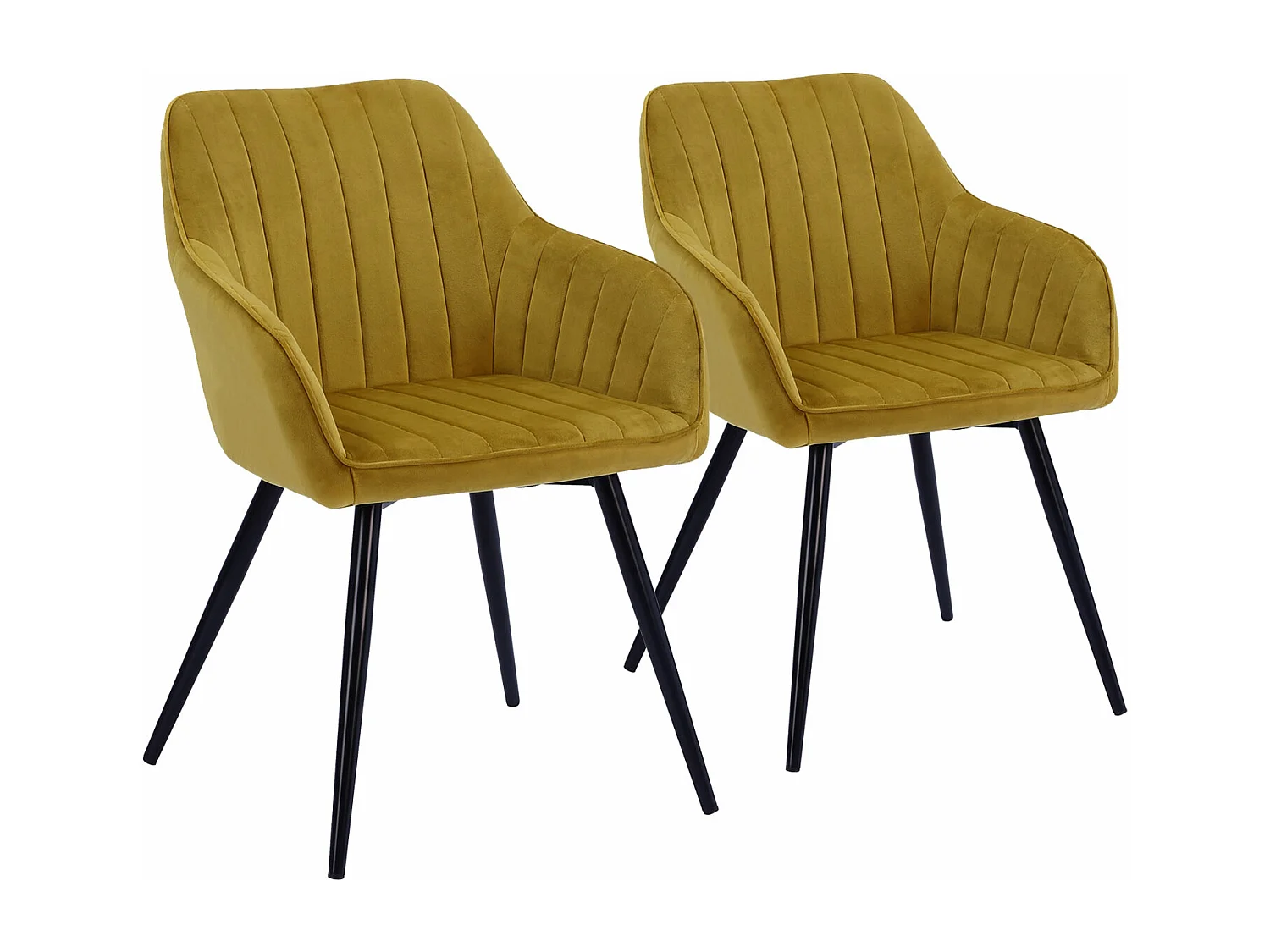 Set van 2 BERTILLE mosterd fluwelen stoelen