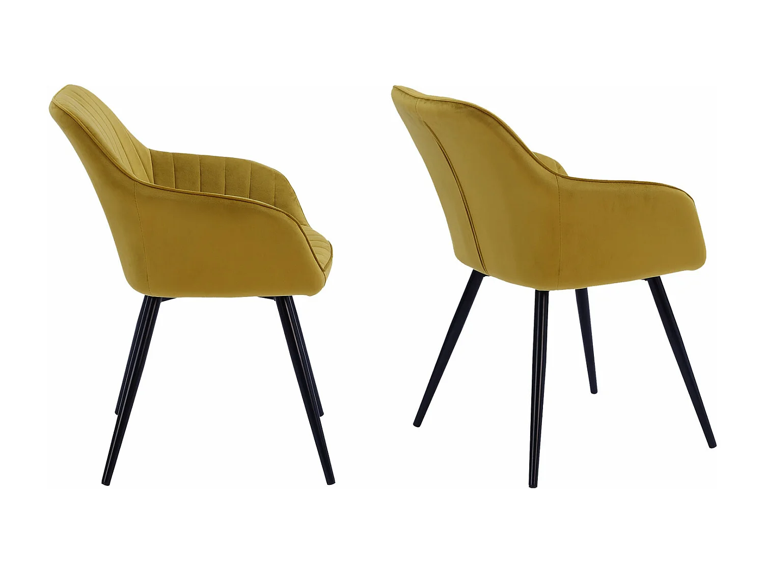 Set van 2 BERTILLE mosterd fluwelen stoelen