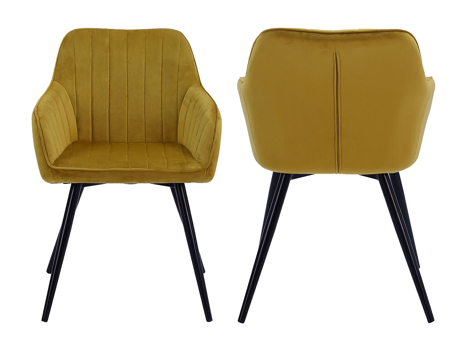 Set van 2 BERTILLE mosterd fluwelen stoelen