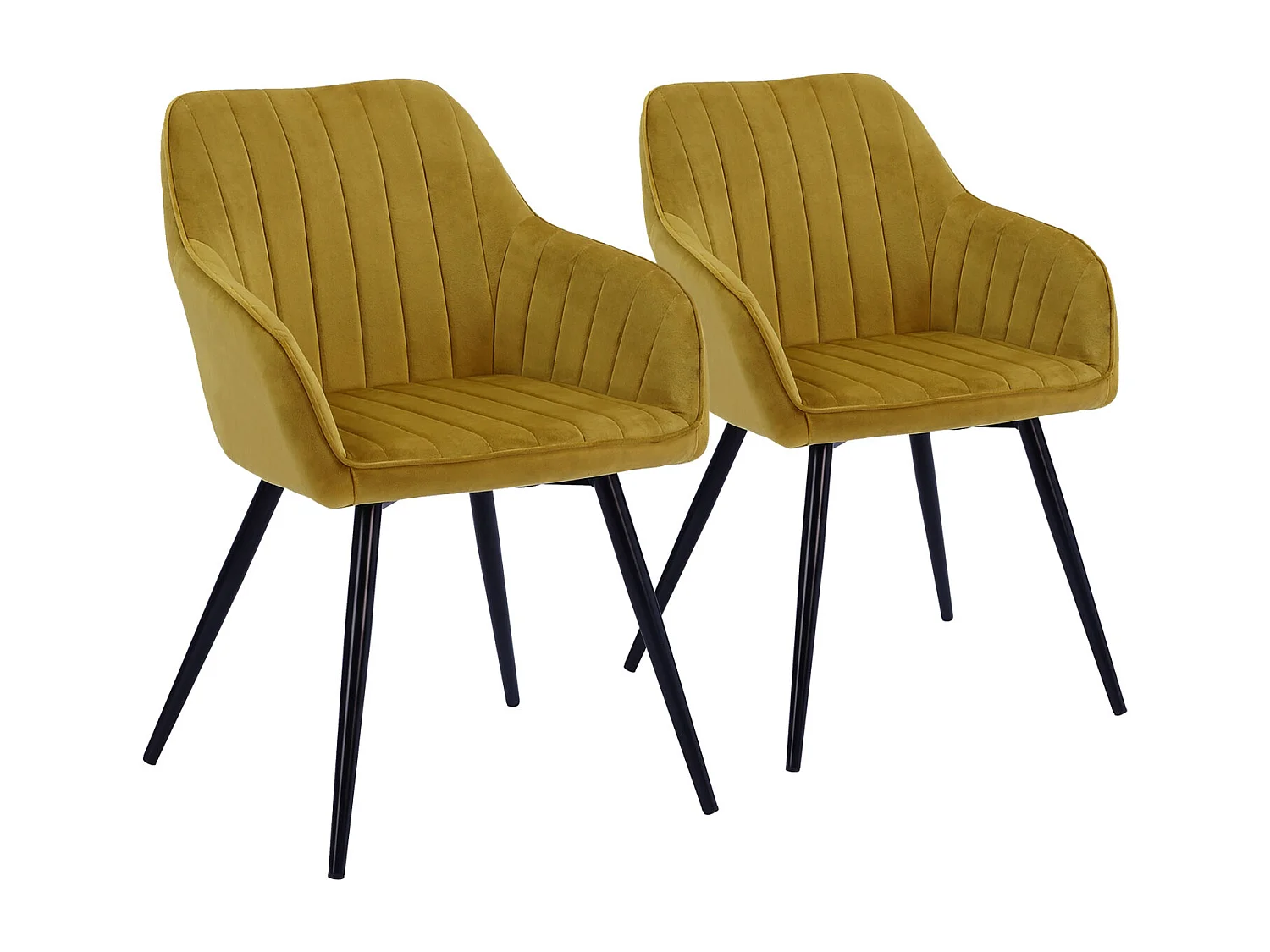 Lot de 2 chaises en velours BERTILLE moutarde - HAPPY GARDEN