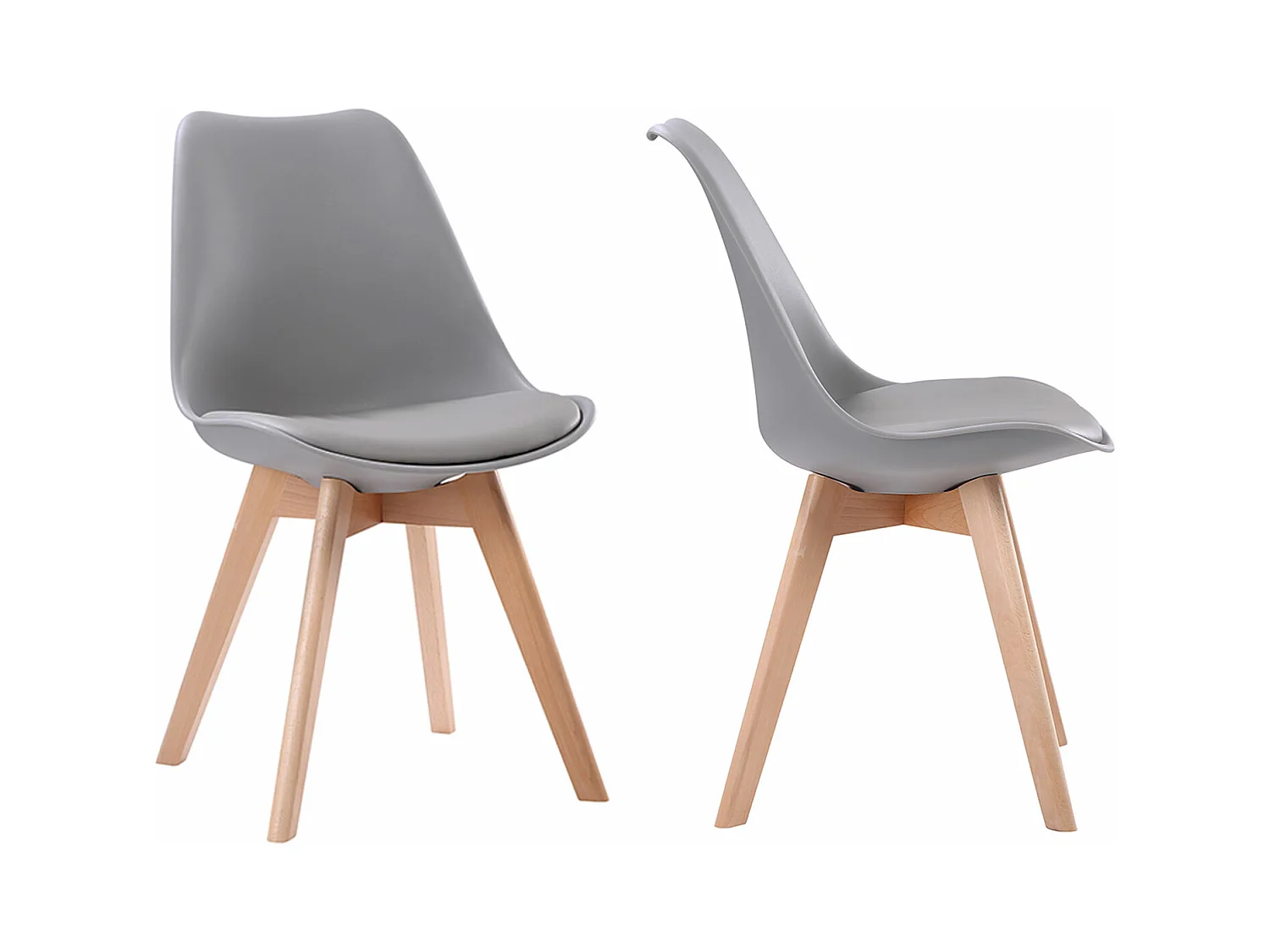 Set van 2 grijze NORA Scandinavische stoelen met kussen