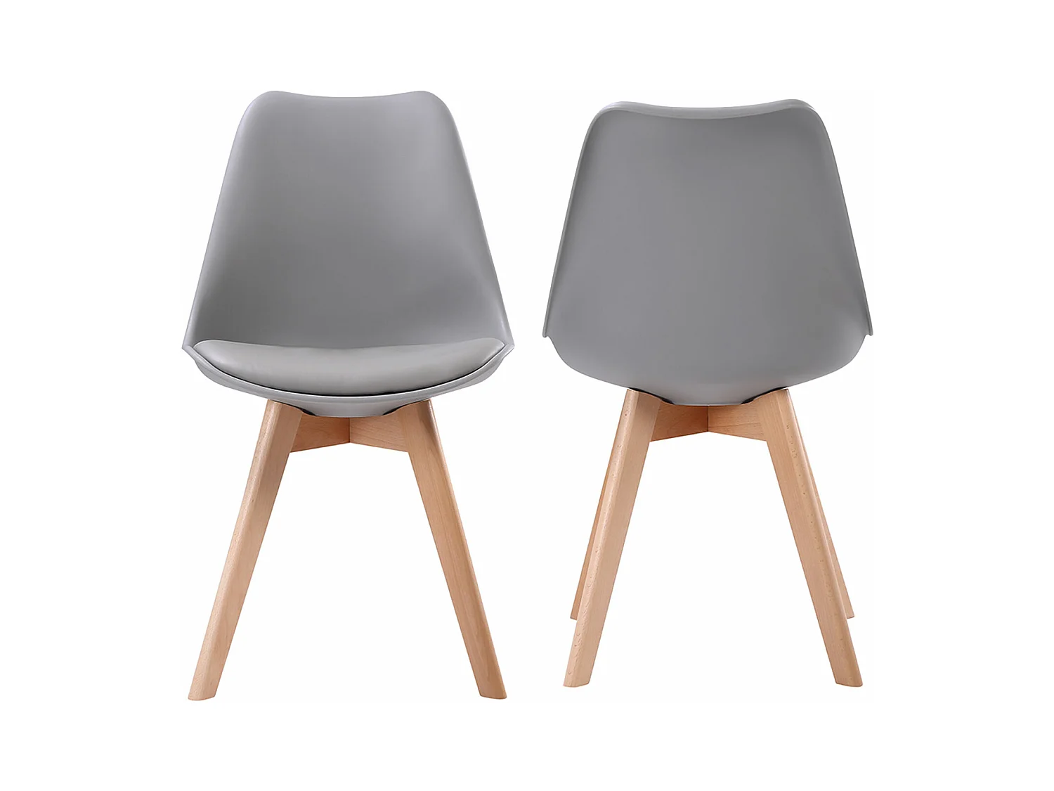 Set van 2 grijze NORA Scandinavische stoelen met kussen