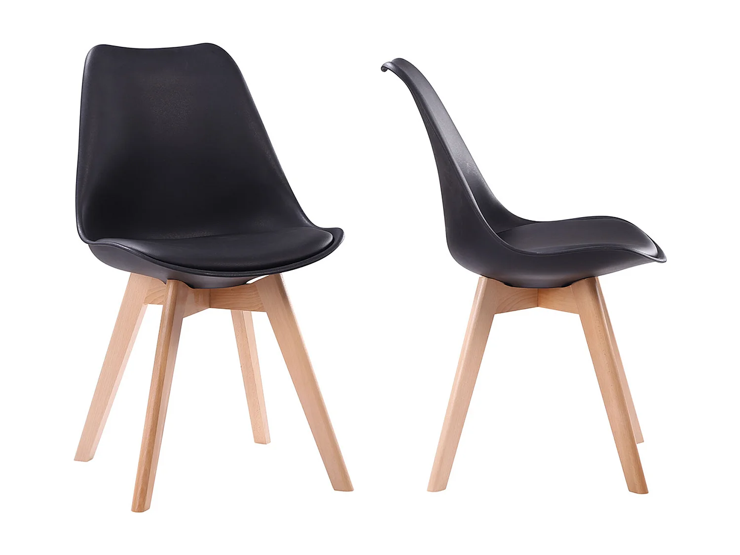 Set van 2 zwarte NORA Scandinavische stoelen met kussen