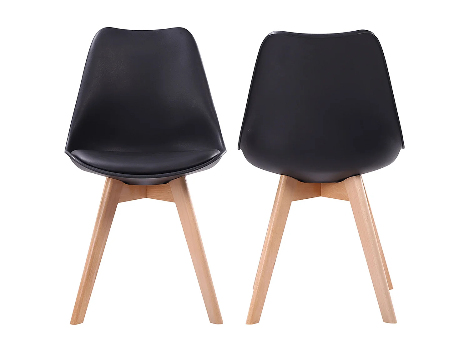 Set van 2 zwarte NORA Scandinavische stoelen met kussen