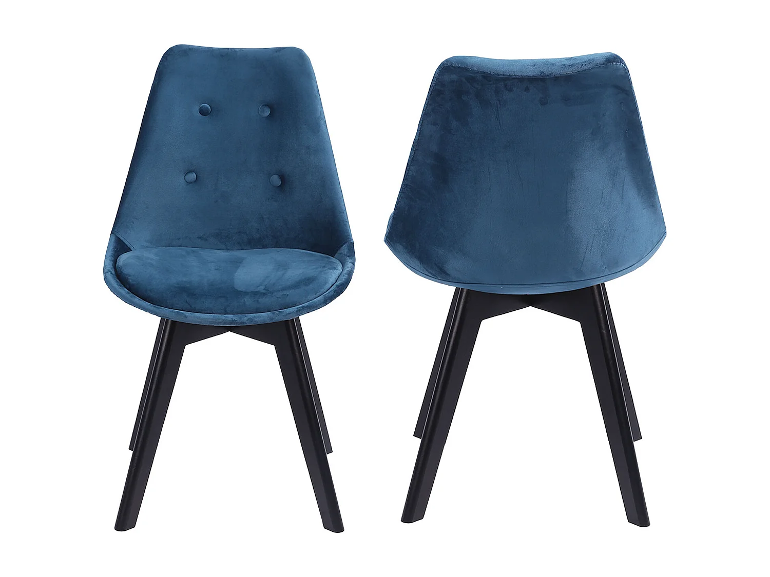 Set van 4 blauwe NORA fluwelen stoelen met kussen