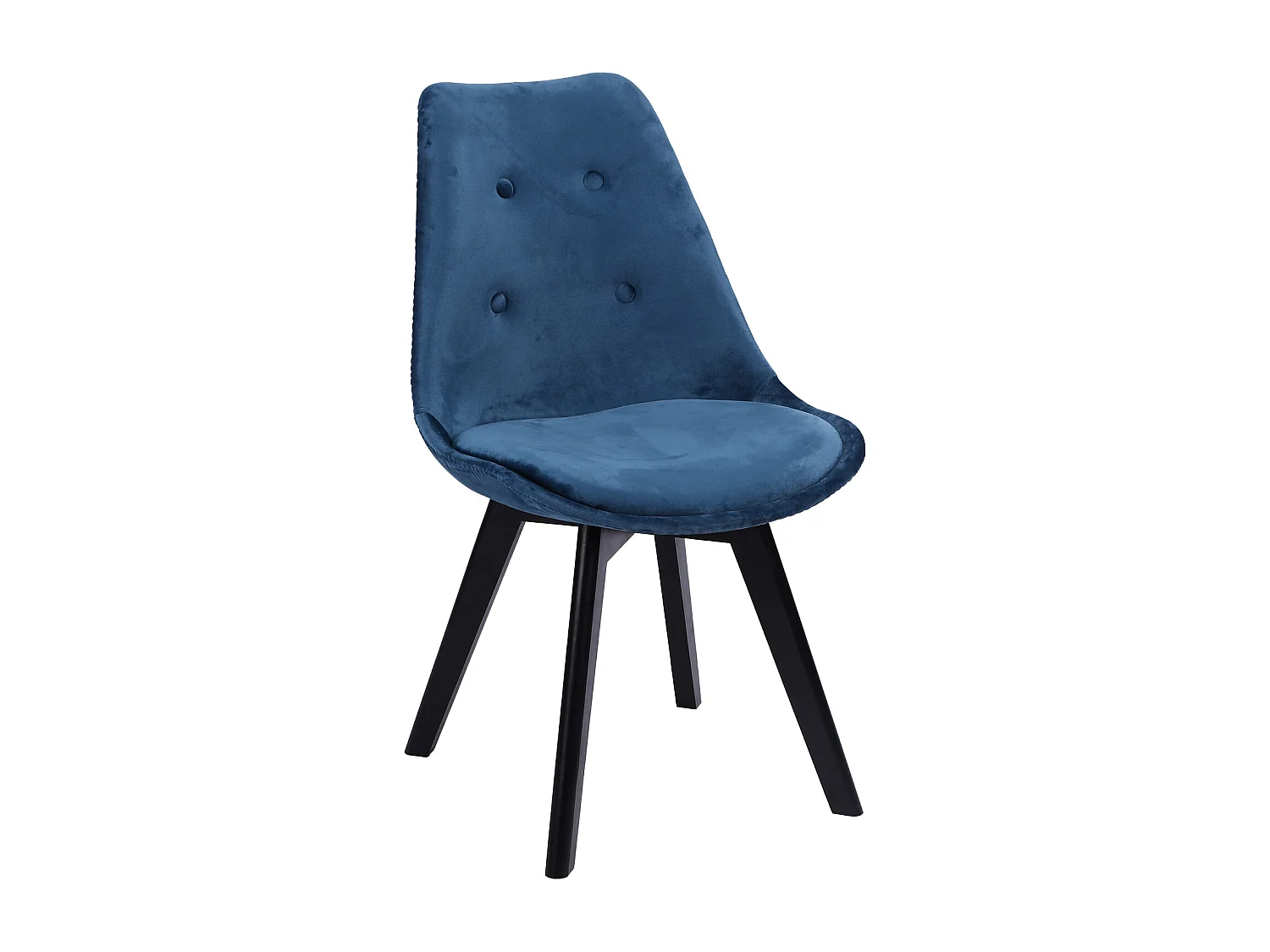 Set van 4 blauwe NORA fluwelen stoelen met kussen