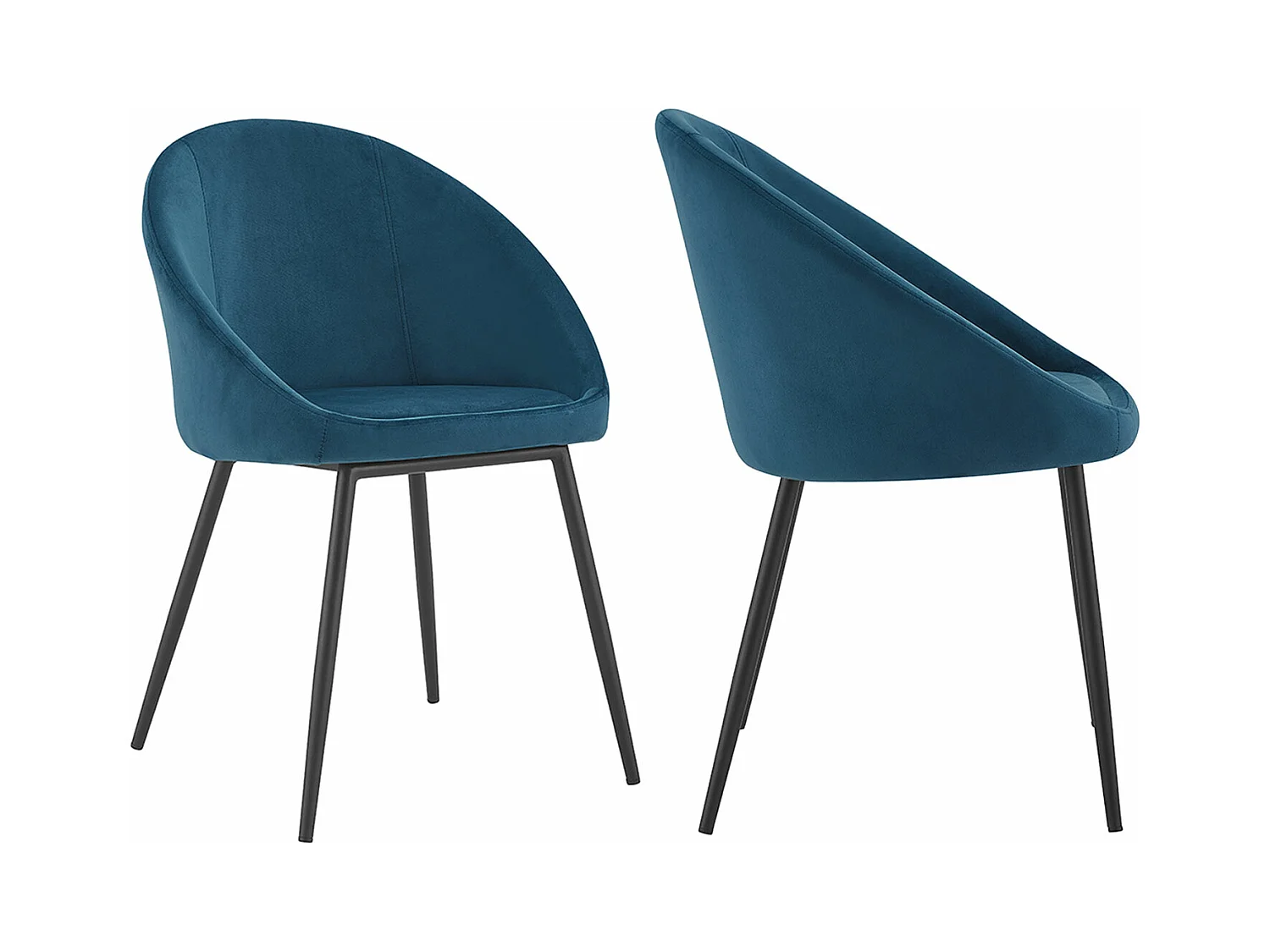 Set van 2 vintage DIANE blauw fluwelen stoelen