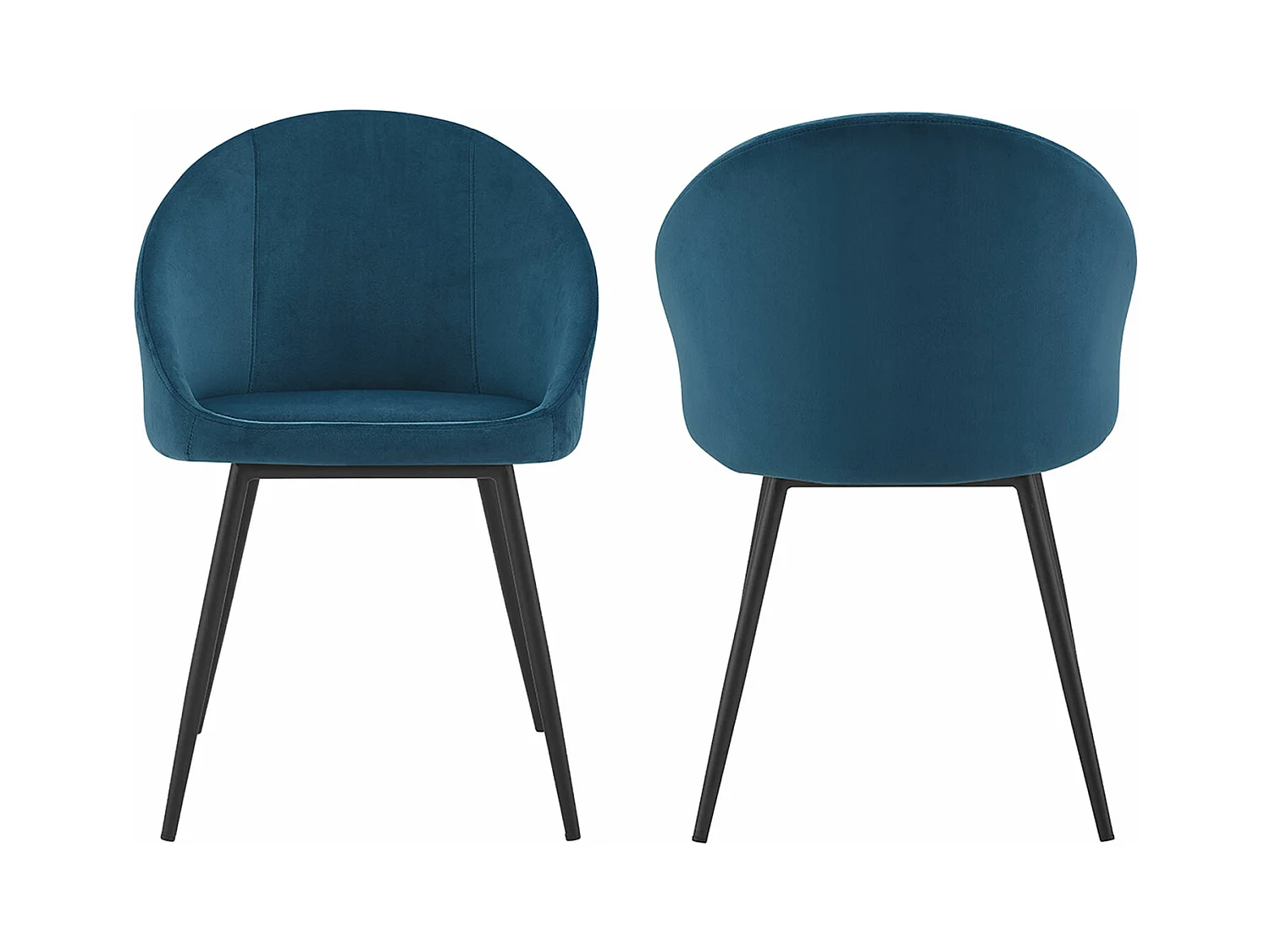 Set van 2 vintage DIANE blauw fluwelen stoelen