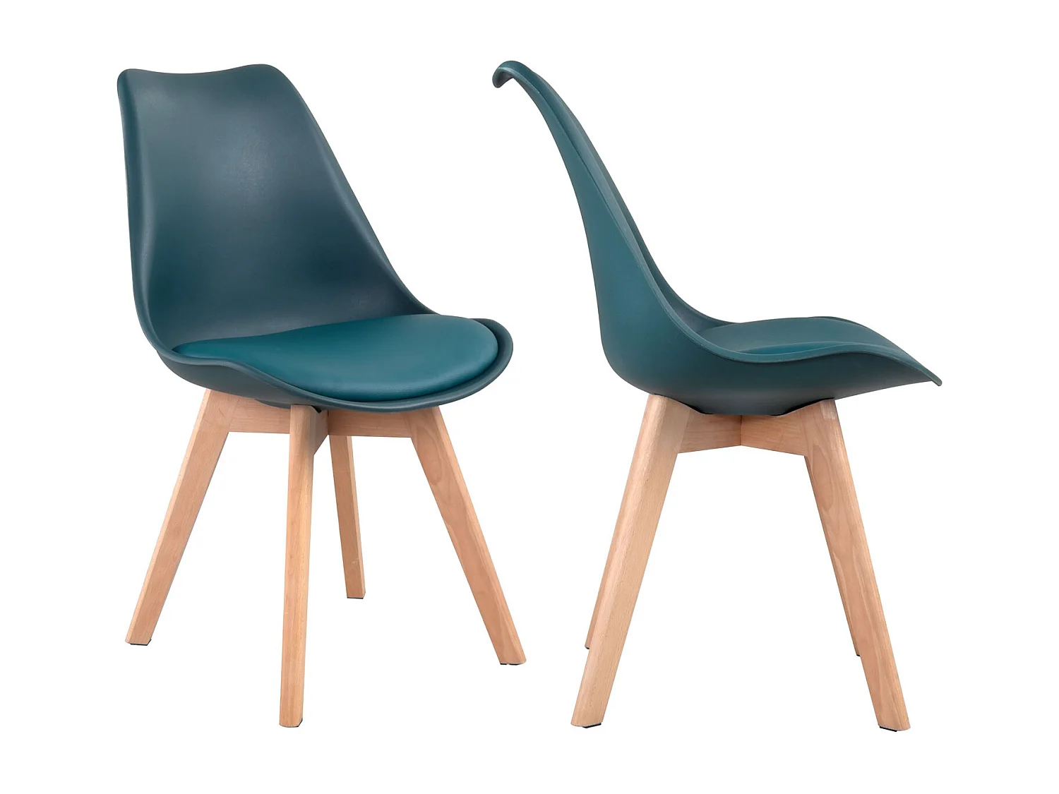 Lot de 2 chaises scandinaves NORA bleues avec coussin - HAPPY GARDEN