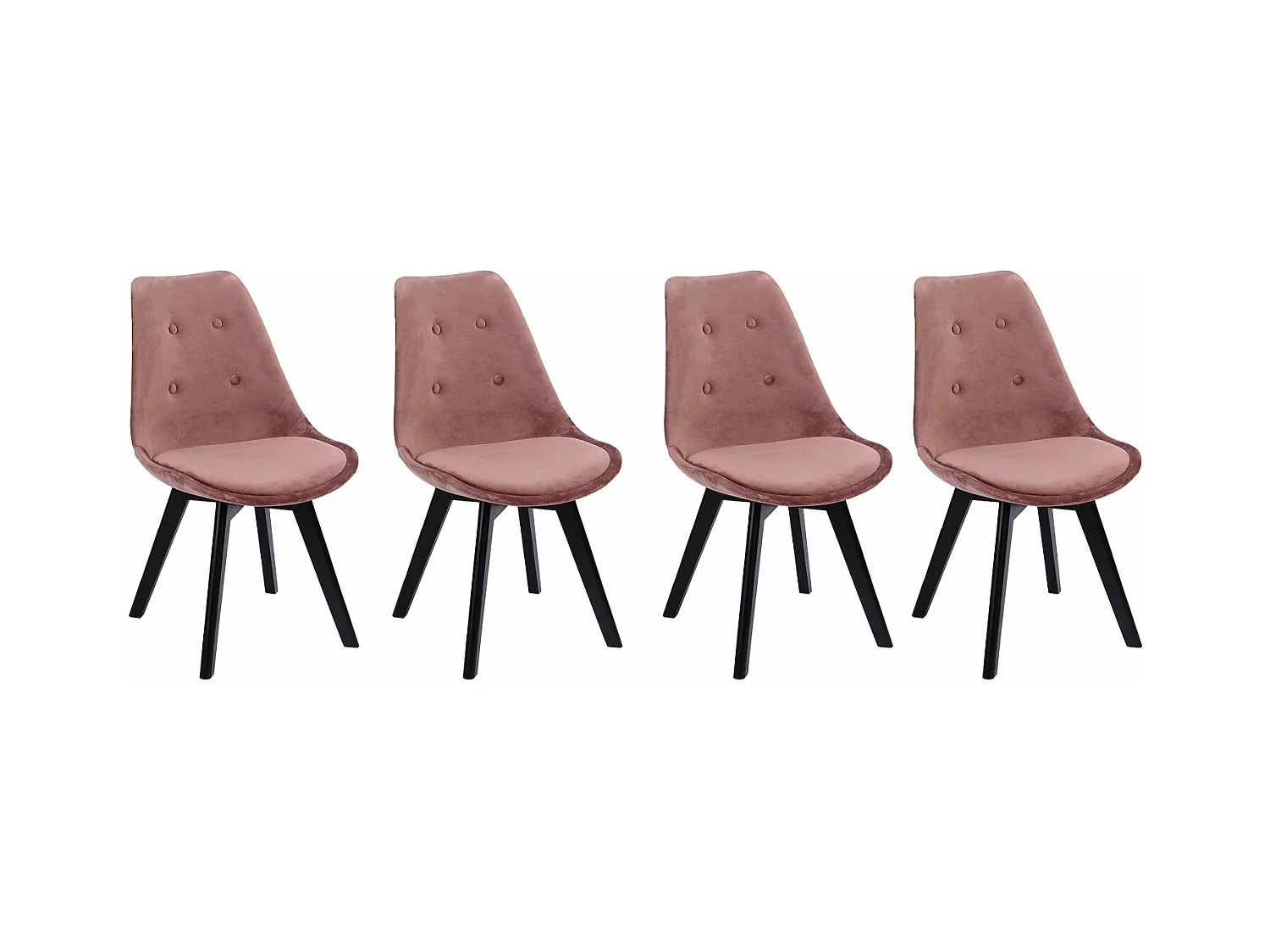 Lot de 4 chaises en velours NORA roses avec coussin - HAPPY GARDEN