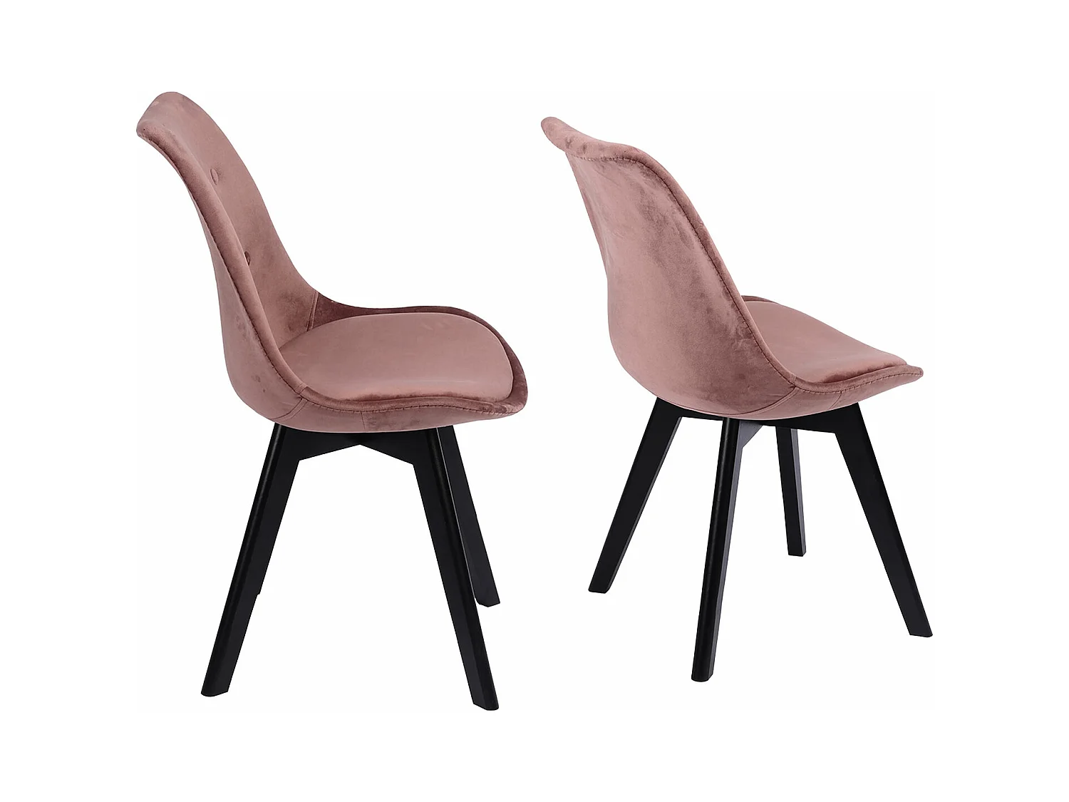 Lot de 4 chaises en velours NORA roses avec coussin - HAPPY GARDEN