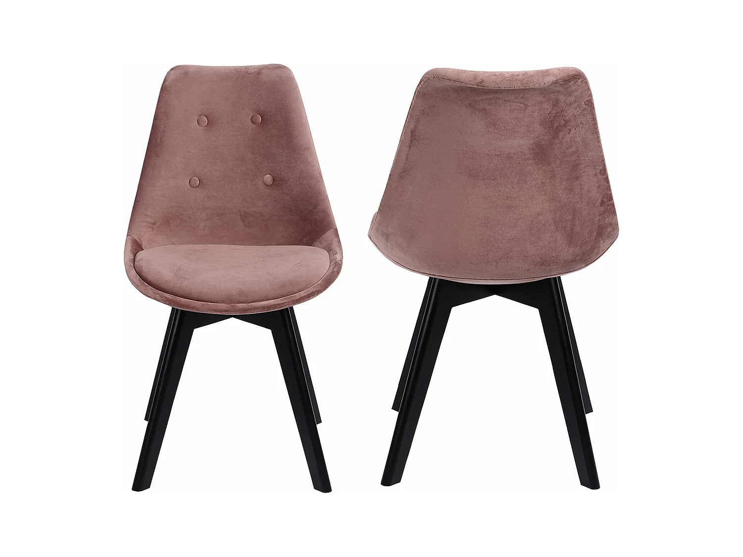 Lot de 4 chaises en velours NORA roses avec coussin - HAPPY GARDEN