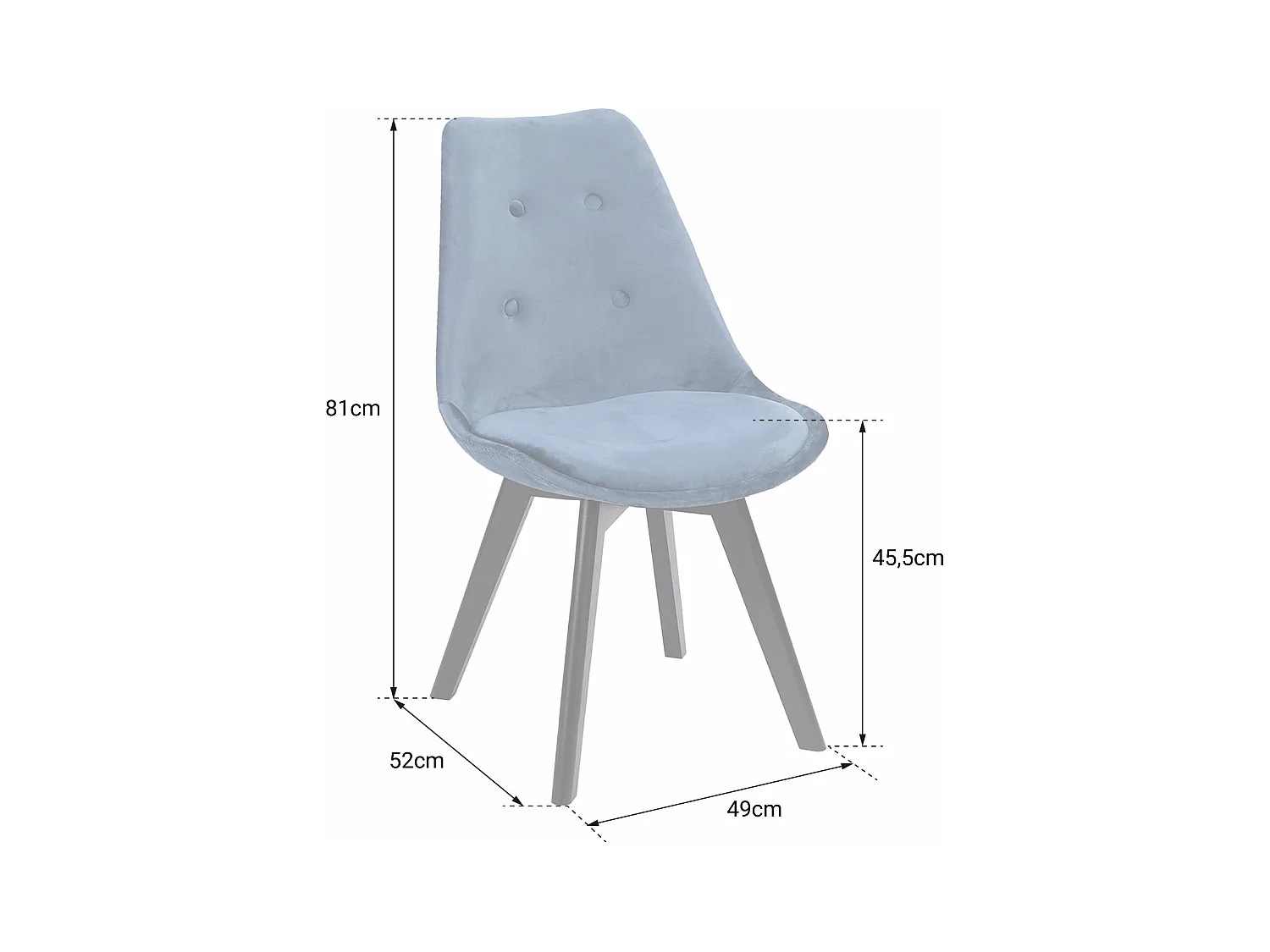 Lot de 4 chaises en velours NORA roses avec coussin - HAPPY GARDEN