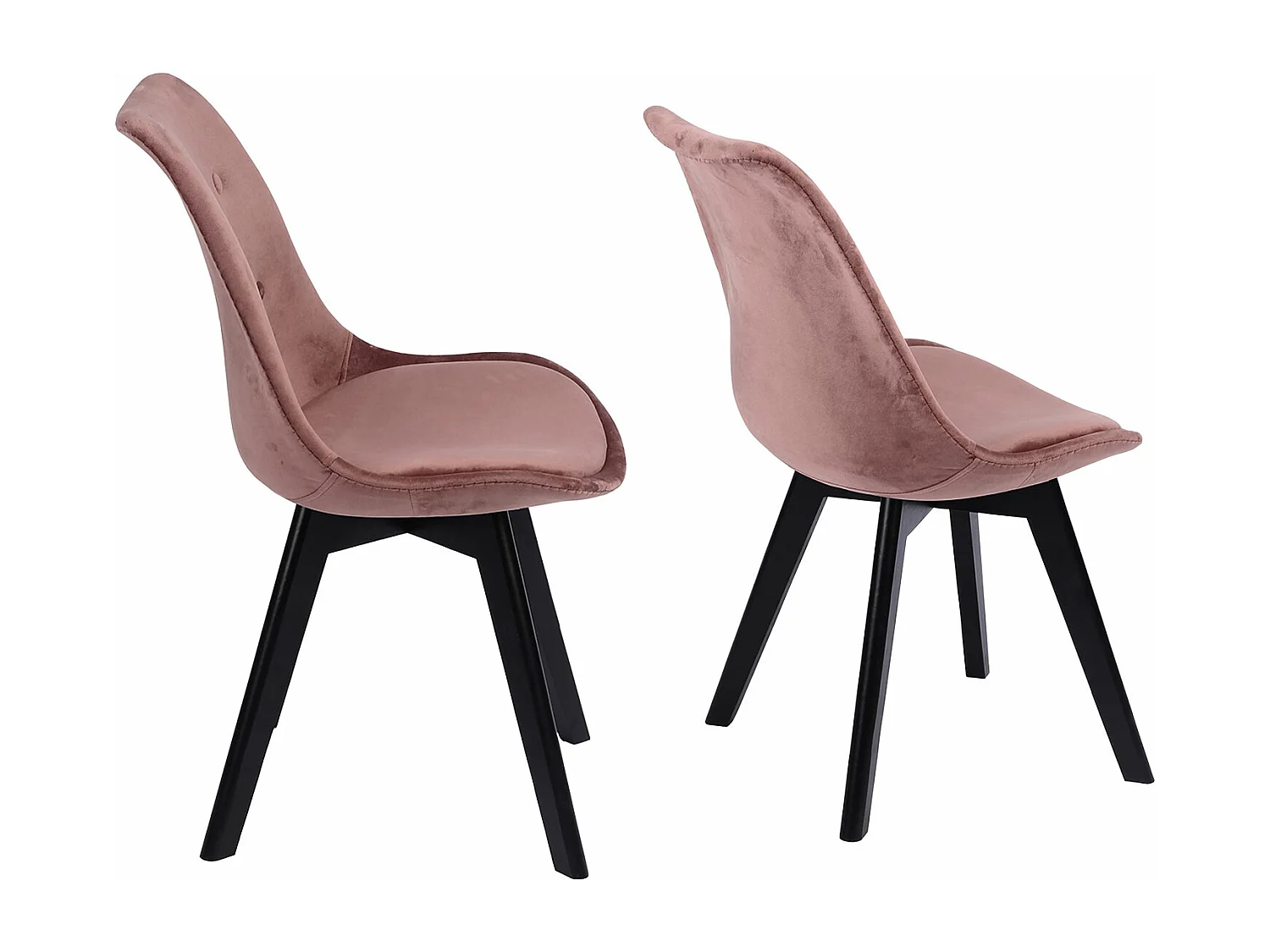 Lot de 4 chaises en velours NORA roses avec coussin - HAPPY GARDEN