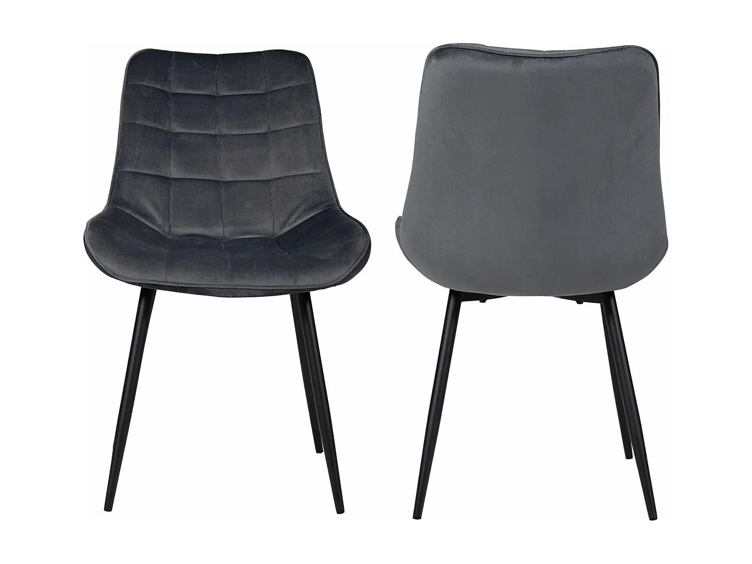 Set van 2 grijze LOUISE fluwelen stoelen