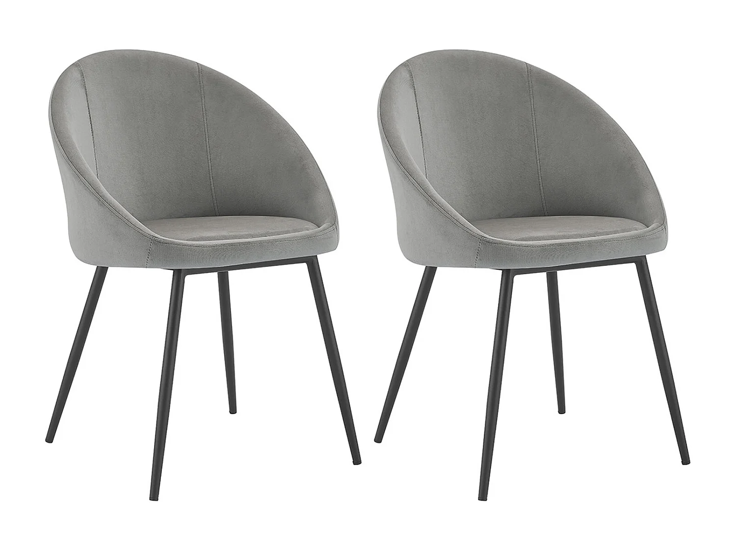 Lote de 2 sillas vintage de terciopelo gris DIANE