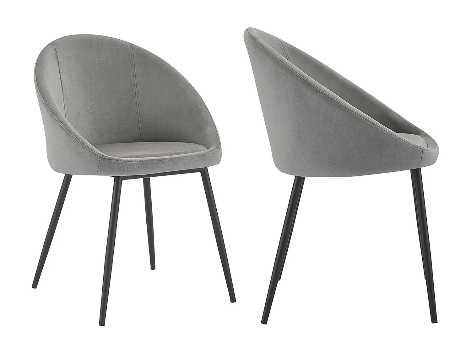 Lote de 2 sillas vintage de terciopelo gris DIANE