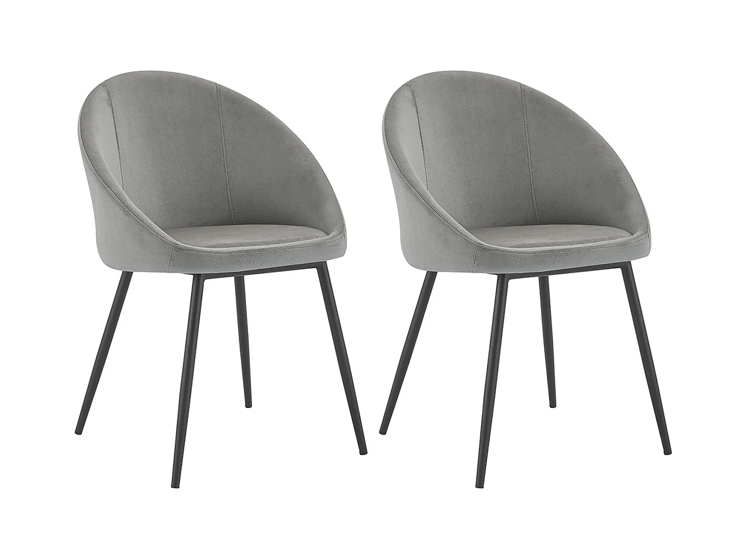 Lot de 2 chaises vintage DIANE velours gris - HAPPY GARDEN