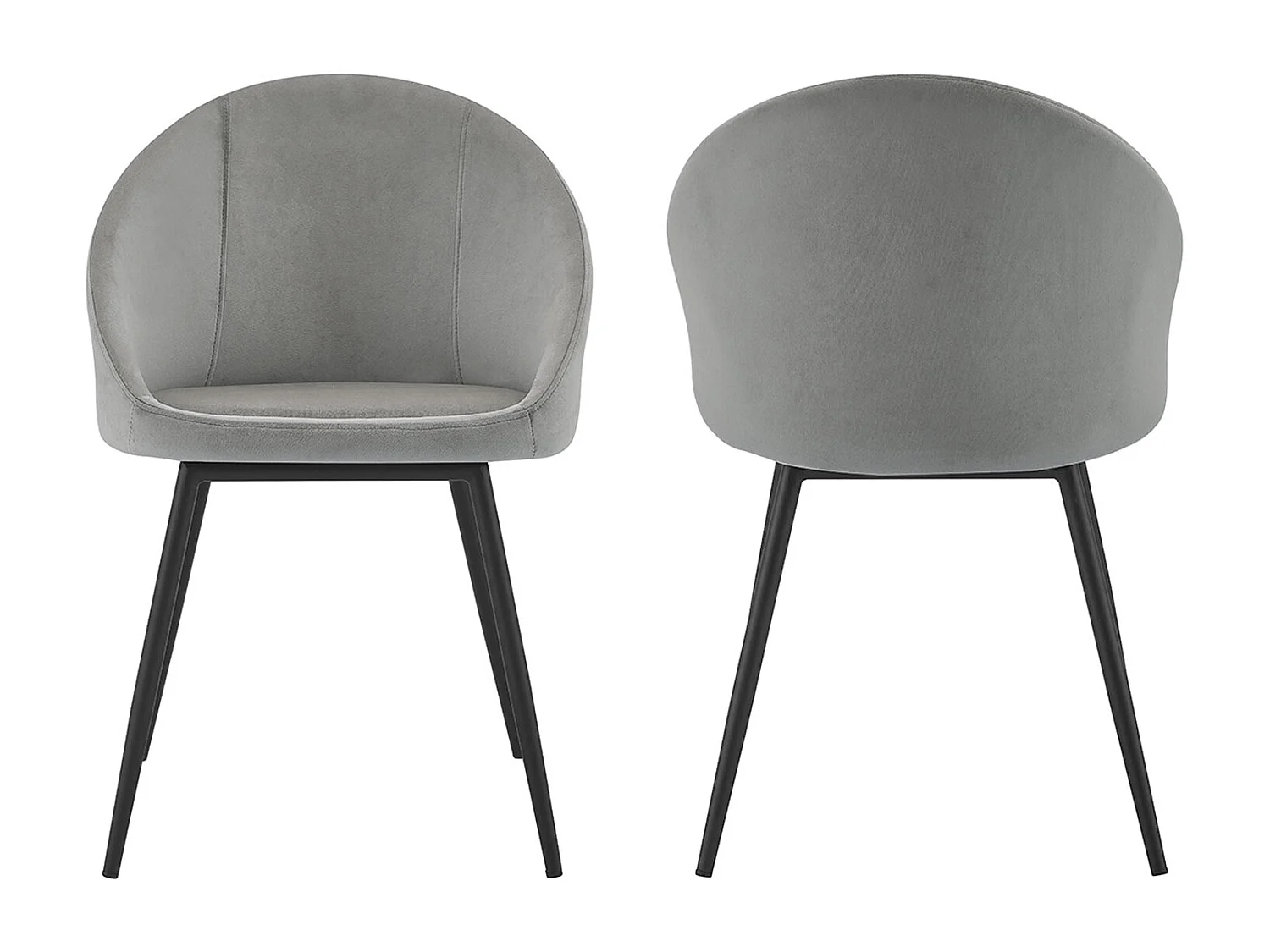 Set van 2 vintage DIANE grijs fluwelen stoelen